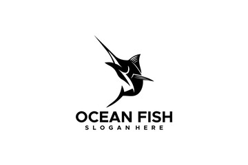 Marlin Fish Ocean Saltwater Wild Nature Logo Design Vector