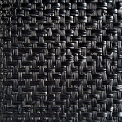 Fototapeta premium Close-up of a textured black woven pattern, showcasing intricate design and material detail.