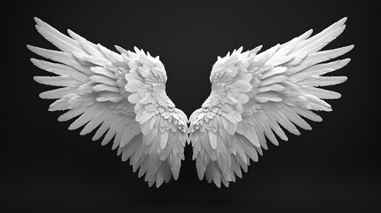Fototapeta premium white angel wing black background realistic