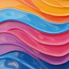 Colorful abstract waves in hues of blue, pink, and yellow create a fluid, artistic design.