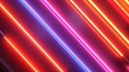 Obraz premium Diagonal Neon Lights on a Purple Background