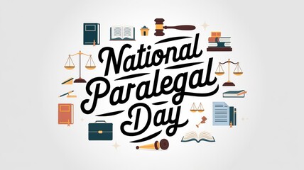 National Paralegal Day lettering, party greeting card, calligraphy poster, generative AI	

