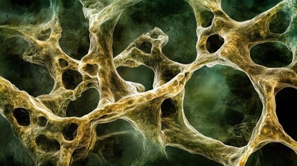 Ancient microbes under microscope reveal intricate cellular structures, showcasing their mysterious and ancient nature, ideal for scientific and educational content
