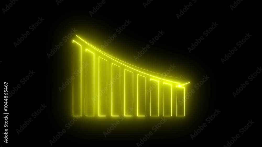Poster high tech stylish glowing motion graphics graph down animation in neon animated business loss fallin