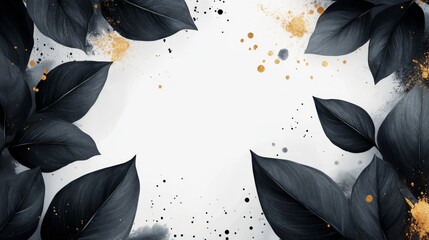 Stylish black leaves with gold accents arranged on a white background, conveying a sense of modern sophistication and artistic flair.