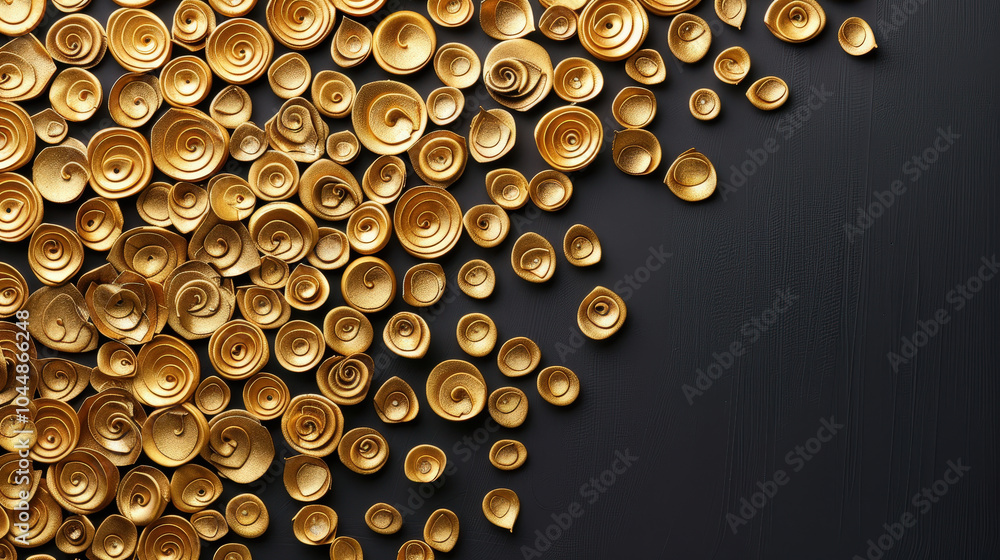 Aufkleber golden spirals create stunning visual display against dark background, showcasing intricate patterns