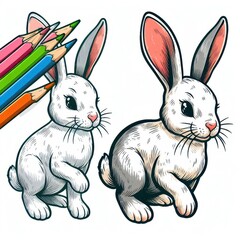 Obraz premium coloring book page with rabbit