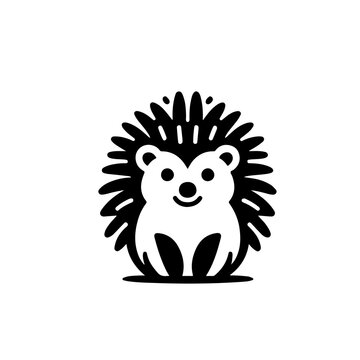 recommend clip art: hedgehog as a simple logo black and white cute