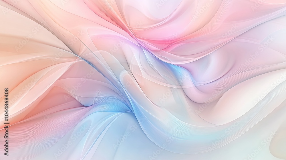 Poster a tranquil swirl abstract blob design with calming pastel shades and soft, smooth curves, creating a