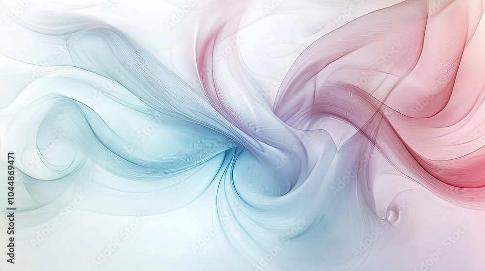 Poster a tranquil swirl abstract blob design with calming pastel shades and soft, smooth curves, creating a