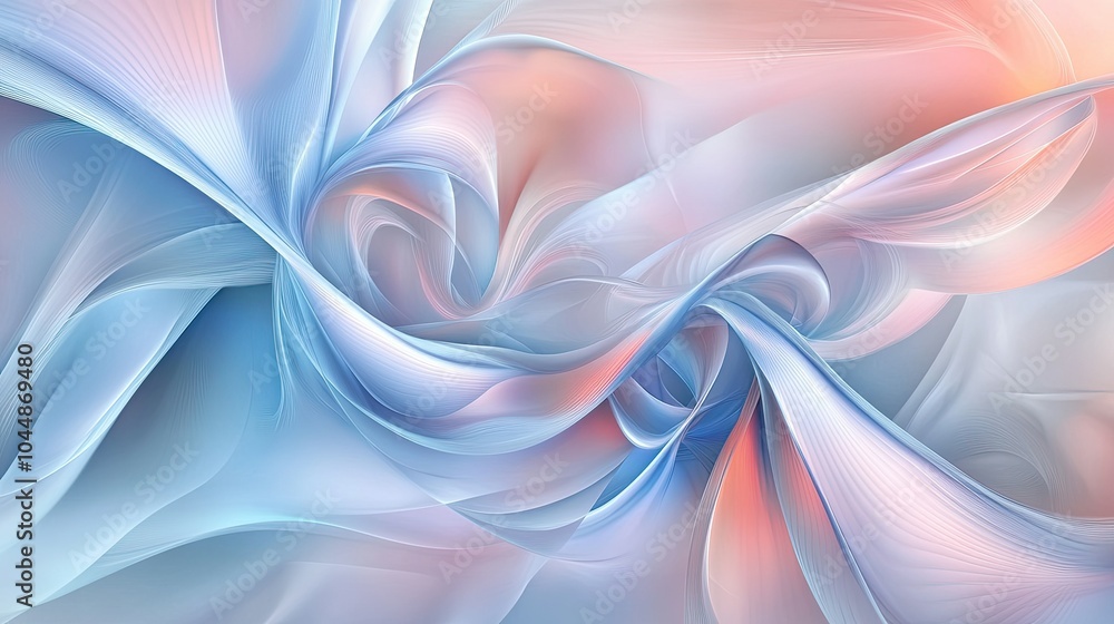 Poster a tranquil swirl abstract blob design with calming pastel shades and soft, smooth curves, creating a