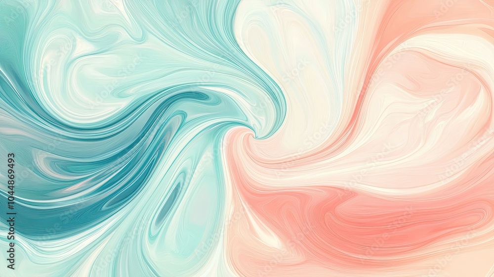 Poster a tranquil swirl abstract blob design with calming pastel shades and soft, smooth curves, creating a