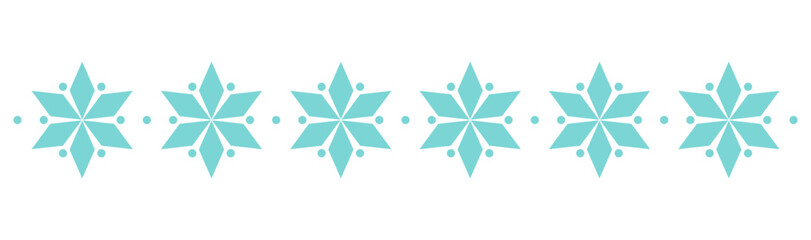 Snowflakes pattern border divider. Winter Christmas holidays design element. Vector illustration.