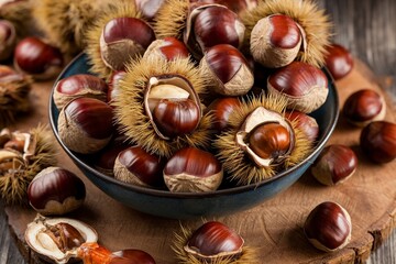 Raw fresh chestnut background