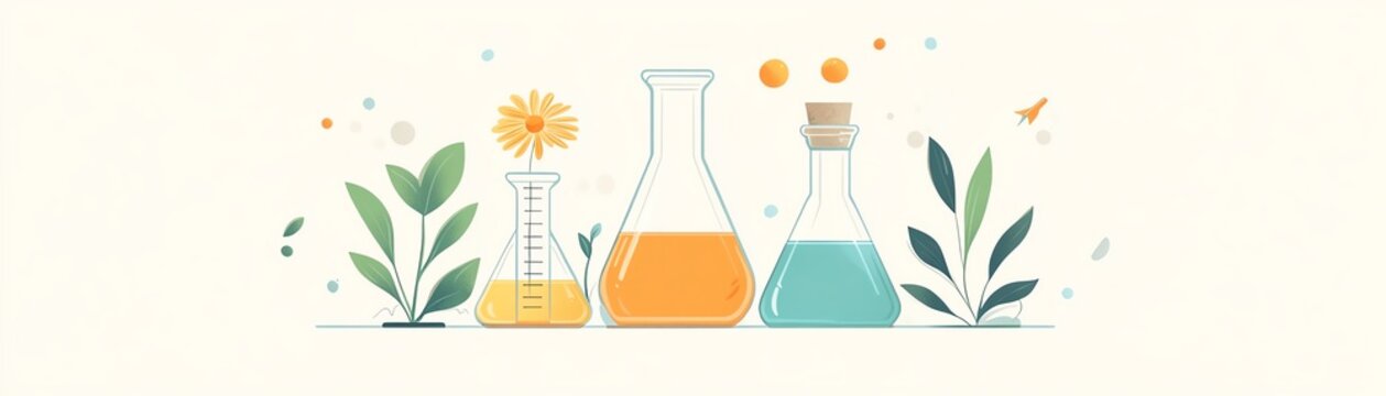 science lab equipment with plants and liquids clip art preview