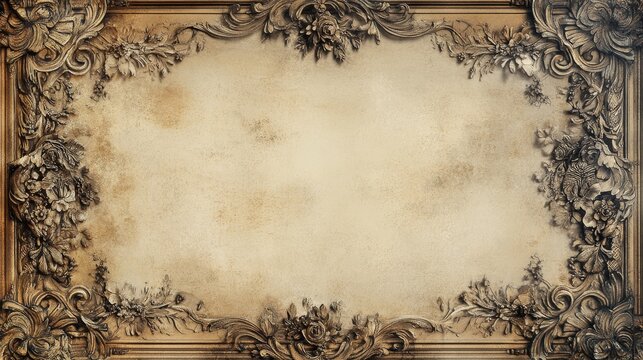 This image showcases a decorative frame with floral intricacies reminiscent of a classical era charm, perfect for aesthetic or artistic projects seeking inspiration.