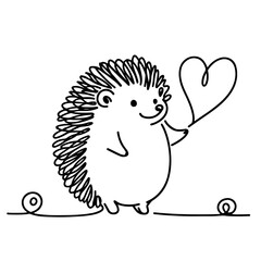 Fototapeta premium hedgehog one line art continuous drawing simple illustration, isolated on background