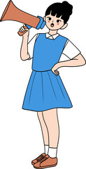 Hand Drawn School Girl Illustration