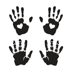 Fototapeta premium Handprint With Heart Vector Illustration