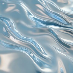 Obraz premium Abstract metallic liquid waves creating a fluid, shiny surface with reflective highlights.