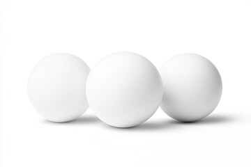 Closeup of white ping pong balls isolated on white background