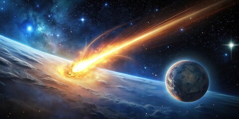 Obraz premium Simulation of a meteorite impact in galaxy with minimalist design