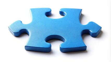 Obraz premium Single blue puzzle piece on white background