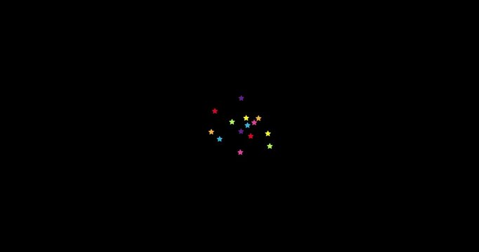 Starry fireworks. A red flash and a scattering of stars on a dark background
