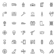 Fire department line icons set
