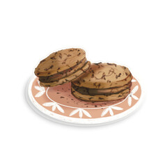 Hand Drawn Watercolor Chocolate Chip Cookies