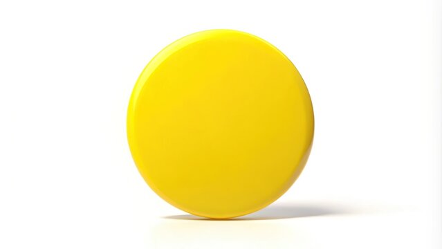Single yellow circle isolated on white background low angle view
