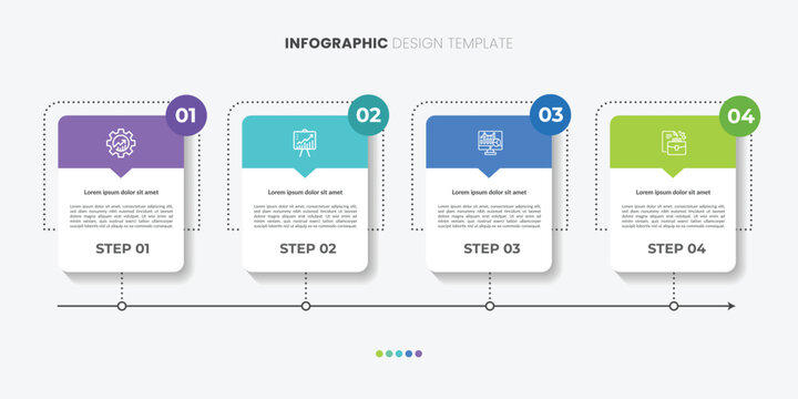 Timeline Creator infographic template. 4 options timeline journey, calendar Flat simple infographics design template