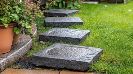 Stylish Stone Pathway in Vibrant Garden Setting