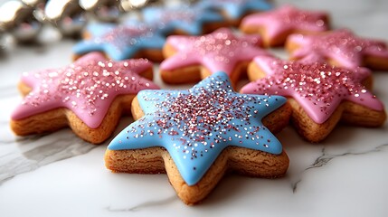 Colorful 3D Sugar Cookie Star Ornaments