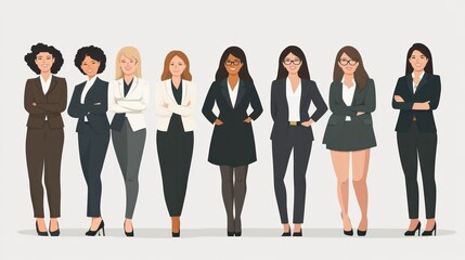 Obraz premium women-led business team, confident women in leadership positions guiding their business team towards success illustrations
