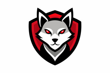 Fototapeta premium Cat head mascot vector logo design vector illustration with shield on white