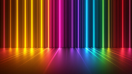 Rainbow Glowing Line Wall and Floor Background