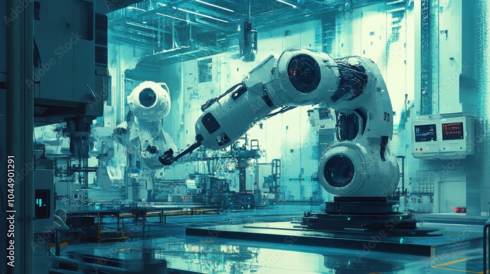 Poster robotics: automated robots working in a high-tech factory environment