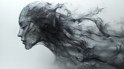 Fototapeta premium Abstract Portrait of a Soul: Black and White Digital Art