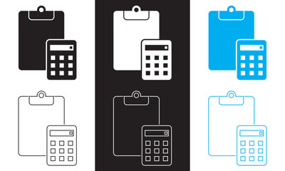 Accounting  solid web and editable stroke icon set.  isolated on white and black background. Vector illustration. EPs 10