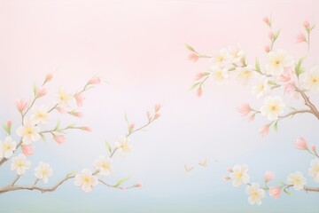 Fototapeta premium Painting of cherry blossom border backgrounds pattern flower.