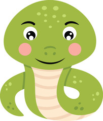 Happy cute green snake isolated