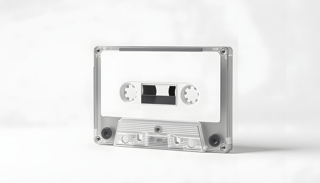 Blank cassette tape box design mockup, isolated, profil side view. Vintage cassete tape case with retro casset mock up. Plastic analog magnetic tape casete clear packaging template. Mixtape box cove