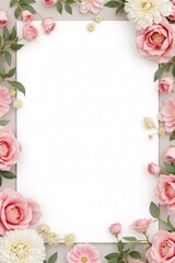 Floral Frame with Blank White Paper for Text or Design