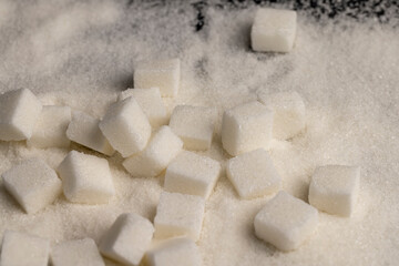 cubes of refined sugar close-up