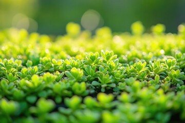 A close-up shot of a dense bush of green plants with leaves and stems