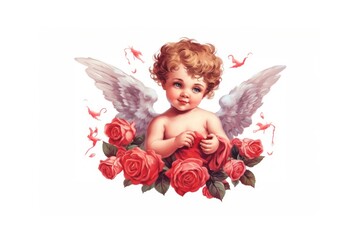 Fototapeta premium Portrait flower angel cupid.