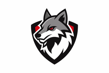 Wolves head mascot vector logo design vector illustration with shield on white.