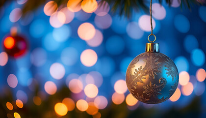 Beautiful bokeh ornaments decoration in christmas celebration.5000x2857 px.