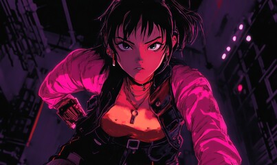 Cyberpunk girl ready for action